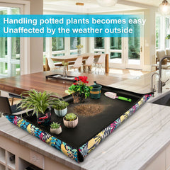 HNXTYAOB Potting Mat in use with potted plants