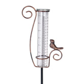 HOBYLUBY 7 Inch rain gauge with metal bird design front view