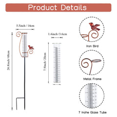 HOBYLUBY Cardinal Rain Gauge with metal stand and stakes