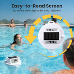 HODIK Floating Pool Thermometer side view showing solar panel