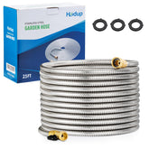 HODUP 25FT stainless steel garden hose, silver colour, coiled