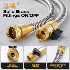 HODUP 25FT stainless steel garden hose with brass fittings