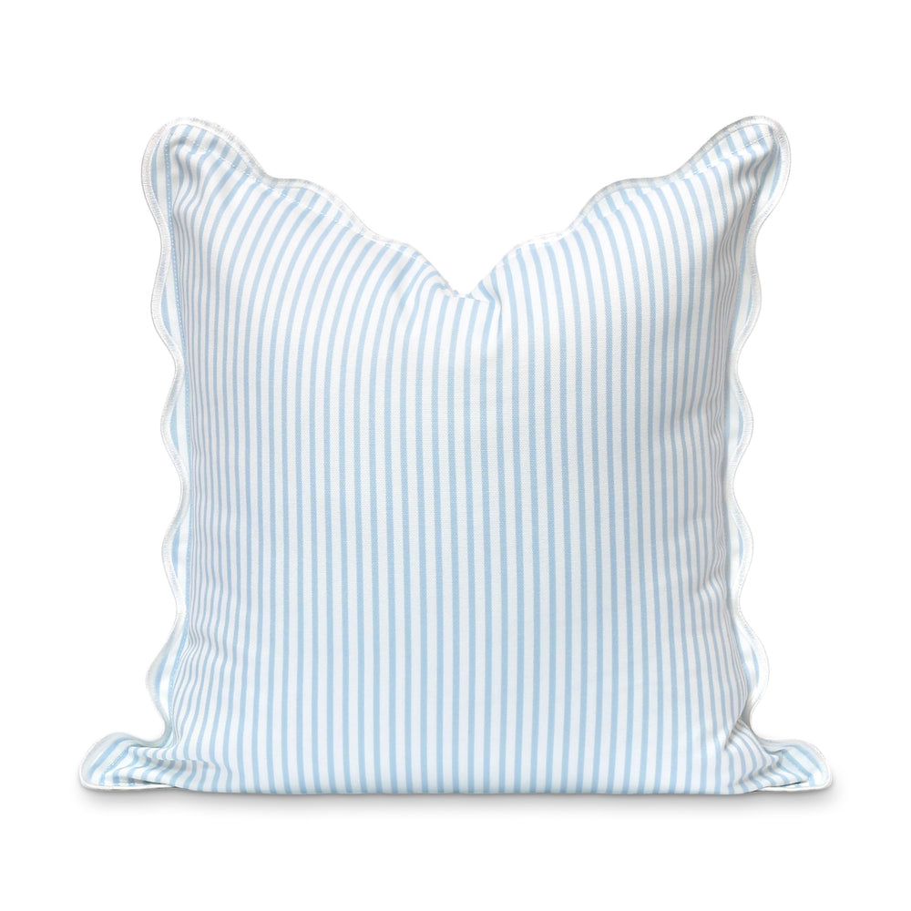 Hofdeco Premium 20x20 Scalloped Throw Pillow Cover, baby blue stripes, front view