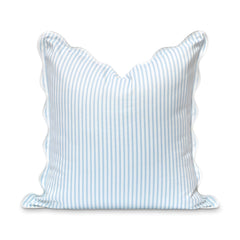 Hofdeco Premium 20x20 Scalloped Throw Pillow Cover, baby blue stripes, front view