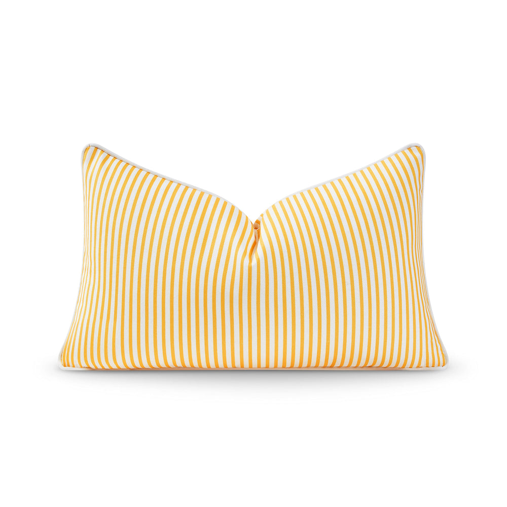 Hofdeco Premium Lumbar Pillow Cover 12"x20" yellow striped front view