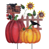 hogardeck decorative garden stakes with pumpkins and sunflowers, front view