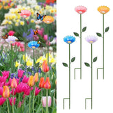 hogardeck Metal Bee Watering Station in blue, yellow, pink, and white