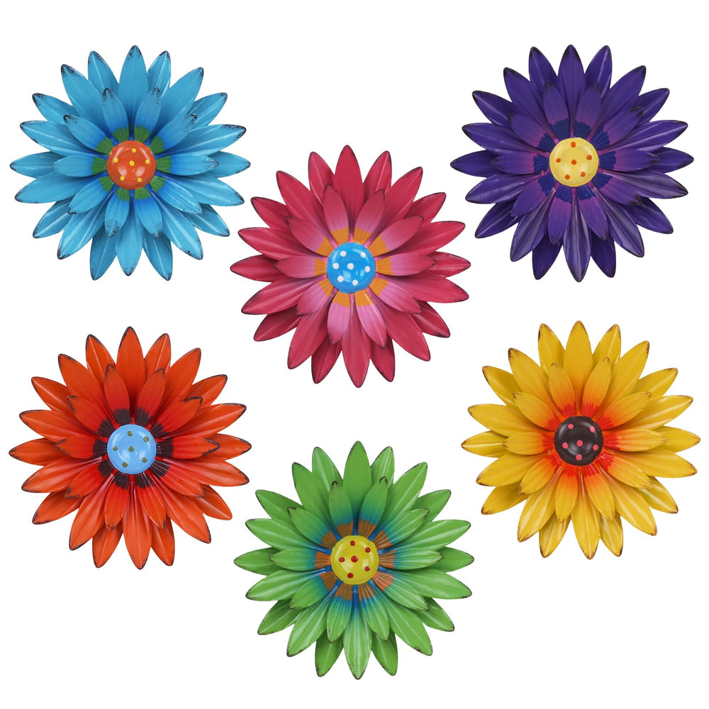 hogardeck Metal Flower Wall Decor 8" in vibrant colours
