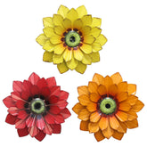 hogardeck Metal Flower Wall Decor - red and orange flowers front view