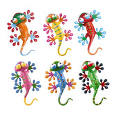 hogardeck metal gecko wall decor set of 6, vibrant colours