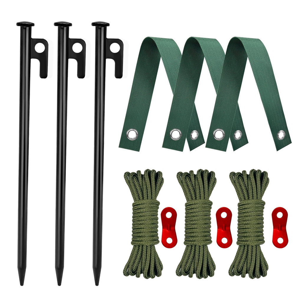 HOLANHING Tree Stakes Kit with 3 heavy-duty stakes, straps and ropes