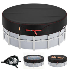 HOLDCOVER 14Ft Round Solar Pool Cover in black color, front view
