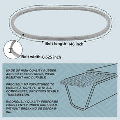 Holdly Deck Belt 5/8 x 146 Kevlar material close-up