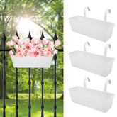 Holensun 16 inch white metal railing planter front view