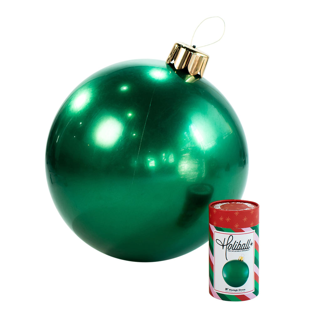 Holiball Inflatable Holiday Ornament 30-inch vintage green front view