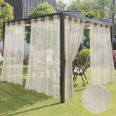 HolidayIdeas Beige Sheer Outdoor Curtain front view