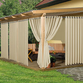 HolidayIdeas Extra Wide Outdoor Curtains 110x108 Inch Cream front view