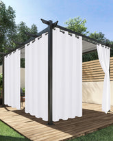 HolidayIdeas Extra Wide Outdoor Curtains front view in white