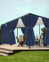 HolidayIdeas navy grommet outdoor curtain panel front view