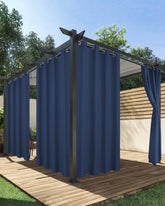 HolidayIdeas outdoor curtains navy colour front view
