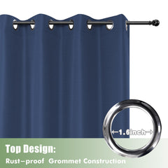 HolidayIdeas Outdoor Curtains Navy in outdoor setting