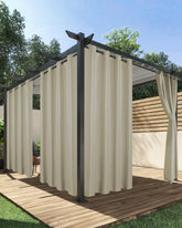 HolidayIdeas outdoor curtains taupe front view
