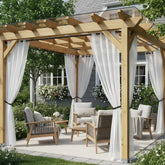 HolidayIdeas outdoor sheer curtains front view, white, 54x95 inches