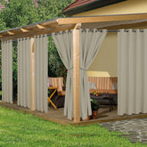 HolidayIdeas taupe outdoor curtain panel front view