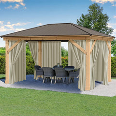 HolidayIdeas Taupe outdoor curtains front view