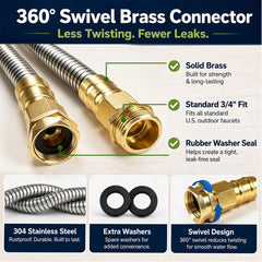 Holldoor 50 ft Metal Garden Hose coiled