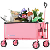 HOMBETTA 29.3-inch collapsible wagon cart front view in pink