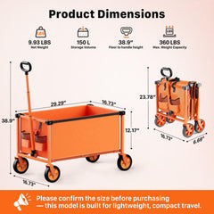 HOMBETTA Collapsible Wagon Cart folded for storage