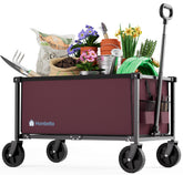 HOMBETTA Collapsible Wagon Cart front view in Wine Red