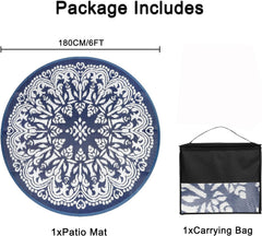 Homcomoda 6Ft Round Outdoor Patio Rug blue on patio
