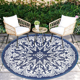 Homcomoda 6Ft Round Outdoor Patio Rug blue top view