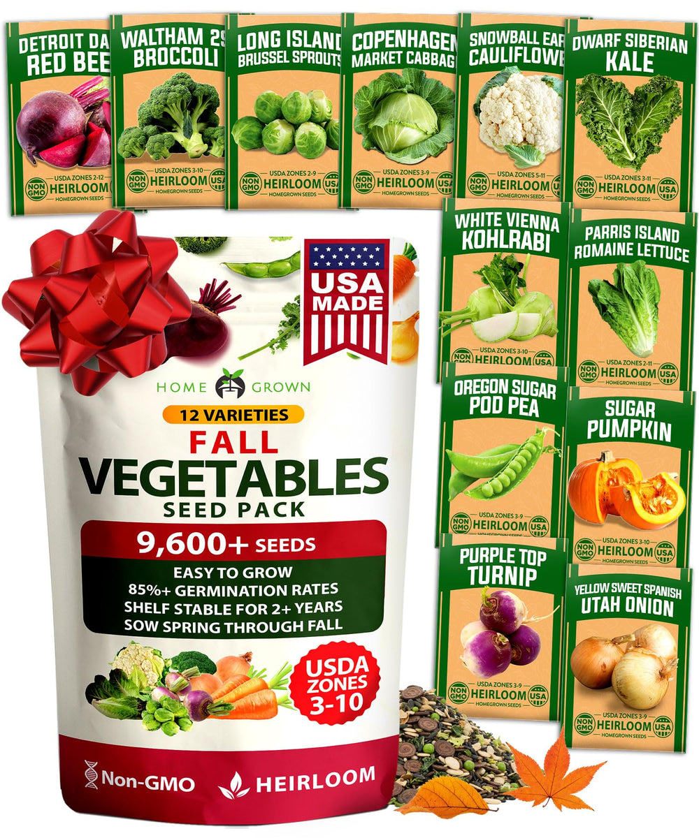 HOME GROWN 12 Fall Vegetable Varieties seeds packaging front view