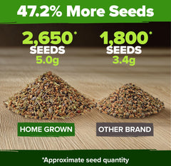 HOME GROWN herb seeds variety pack on a wooden table