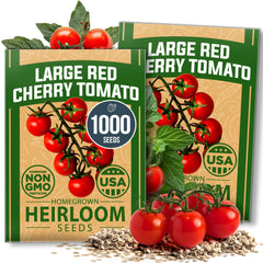 HOME GROWN Large Red Cherry Tomato Seeds pack front view