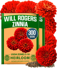 HOME GROWN Zinnia Seeds packed in a 2-pack with red seed label