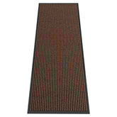 HOMEK Indoor Outdoor Door Mat 6' x 2' brown striped front view