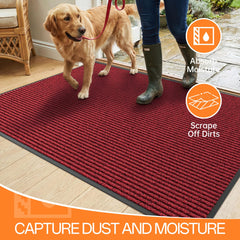 HOMEK Indoor Outdoor Door Mat Red non-slip rubber backing