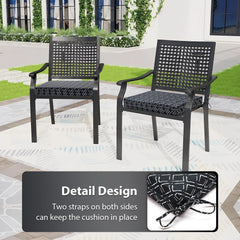 HOMELYSIAN Outdoor Chair Cushion Black Geometry with straps