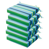 HOMELYSIAN Outdoor Chair Cushions in blue and green pinstripe, front view