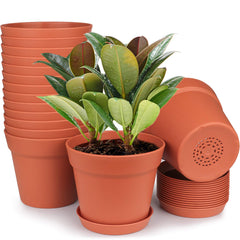 homenote 6 Inch Plastic Flower Pot front view with drainage holes