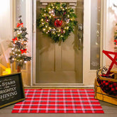 Homydecor Christmas Red Green White Plaid Rug front view