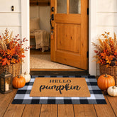Homydecor Fall Decor Door Mat Combo Set with coco coir mat and plaid rug