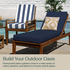 Honeycomb Chaise Cushion placed on a patio lounge chair