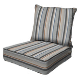 Honeycomb Outdoor Heritage Deep Seat Cushion front view, Stripe Stone Beige