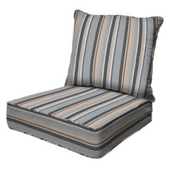 Honeycomb Outdoor Heritage Deep Seat Cushion front view, Stripe Stone Beige