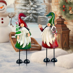 HONGLAND gnome garden stake in a festive garden setting